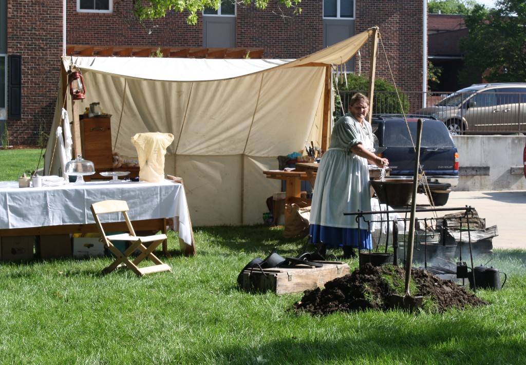Jo setting up for camp and a wedding